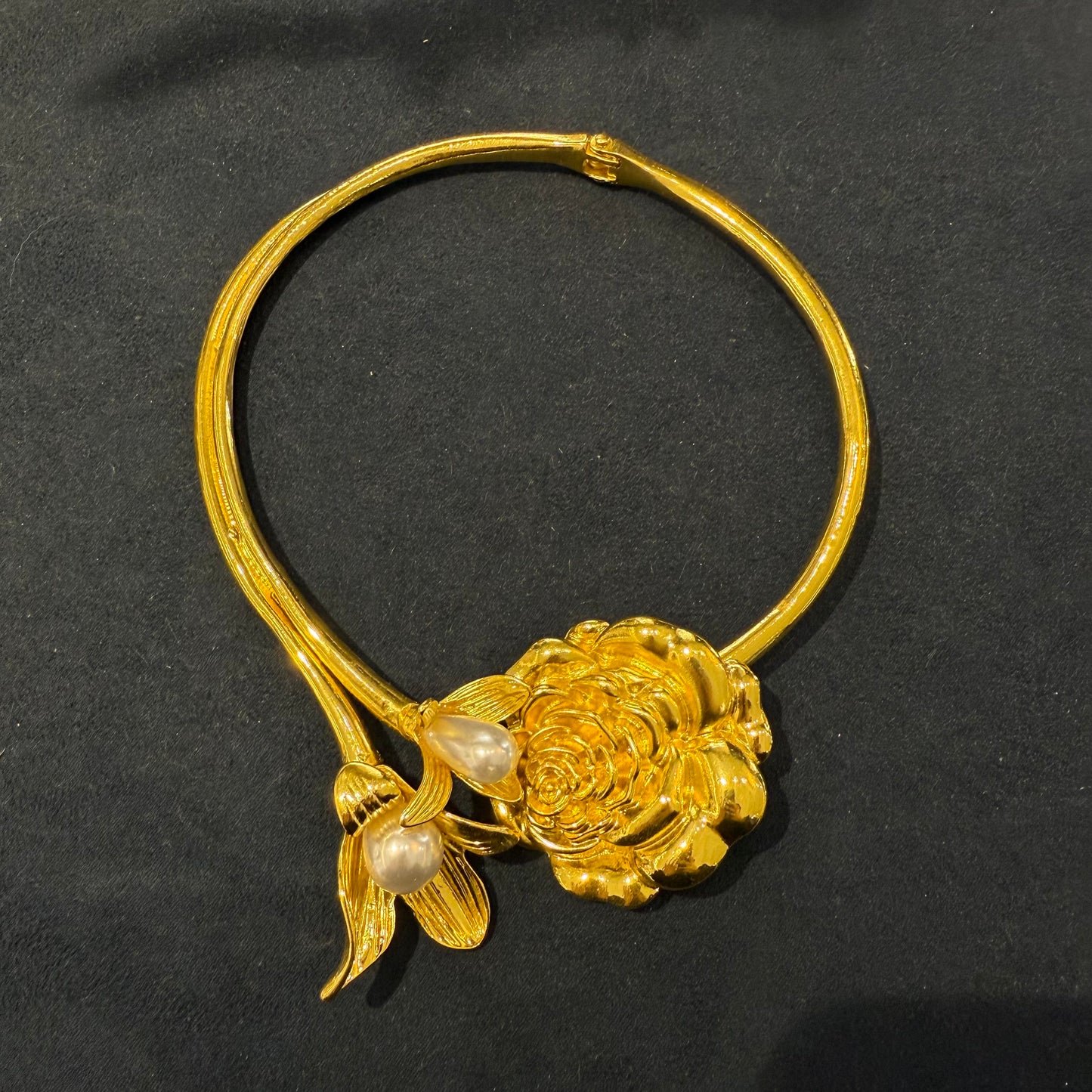 3D rose collar necklace Cloisonné