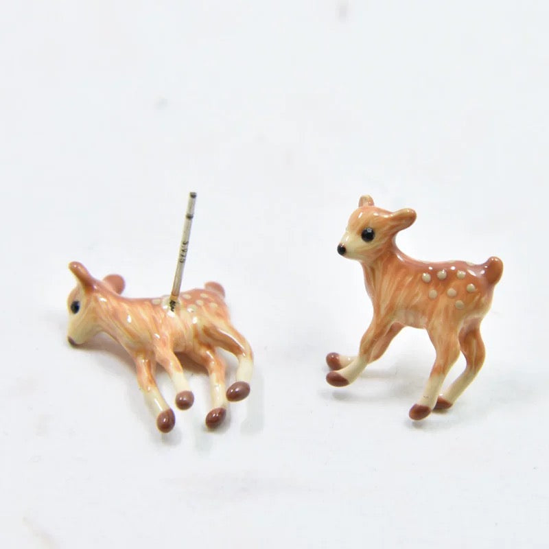 Handmade Enamel Bambi Earrings Cloisonné