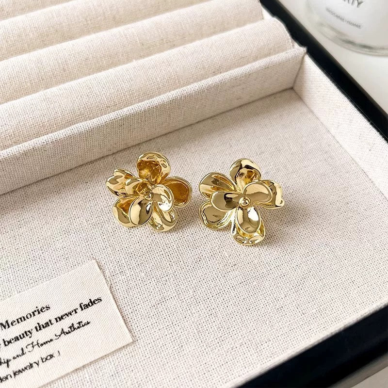 Golden Bloom Earrings Cloisonné