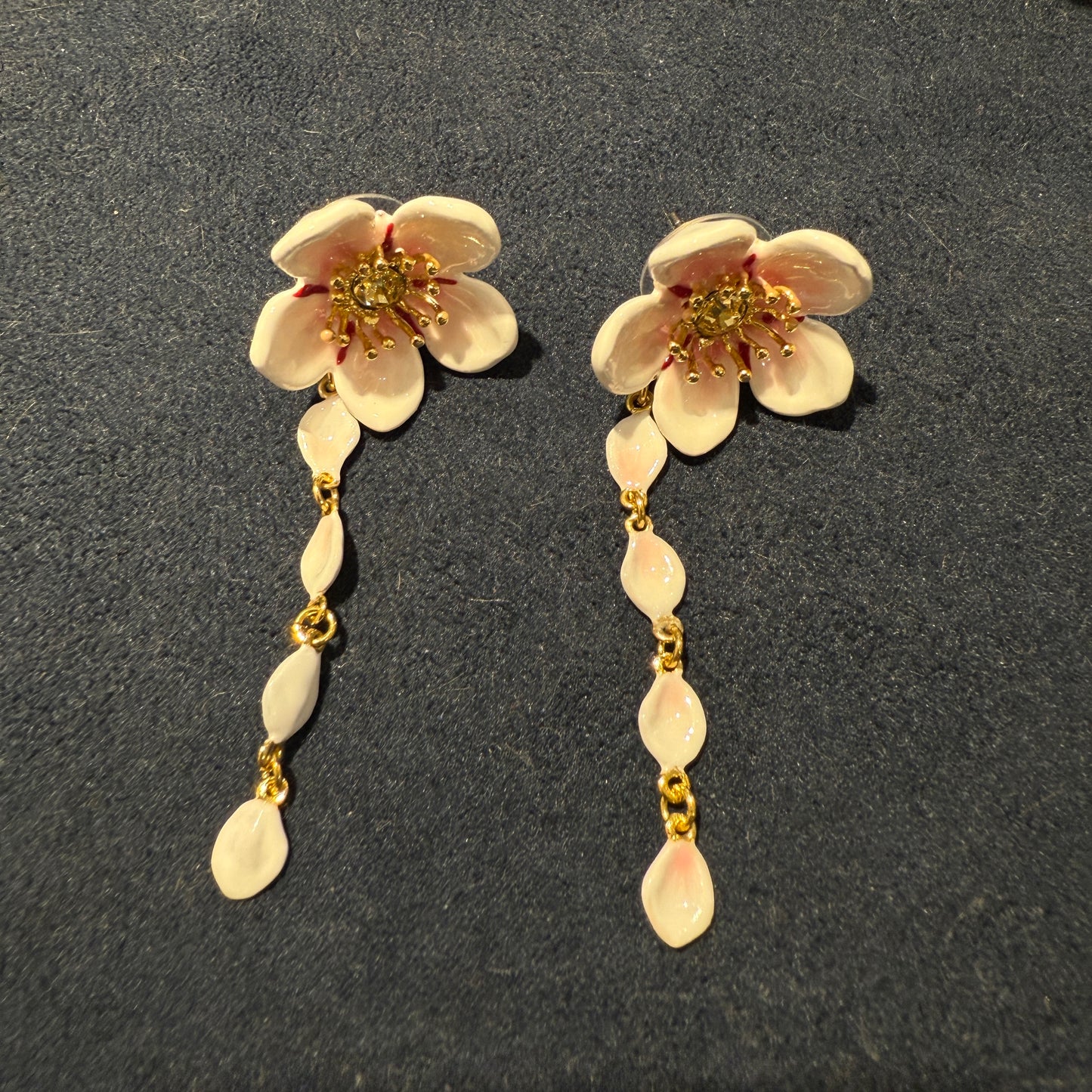 Long flower earrings Cloisonné