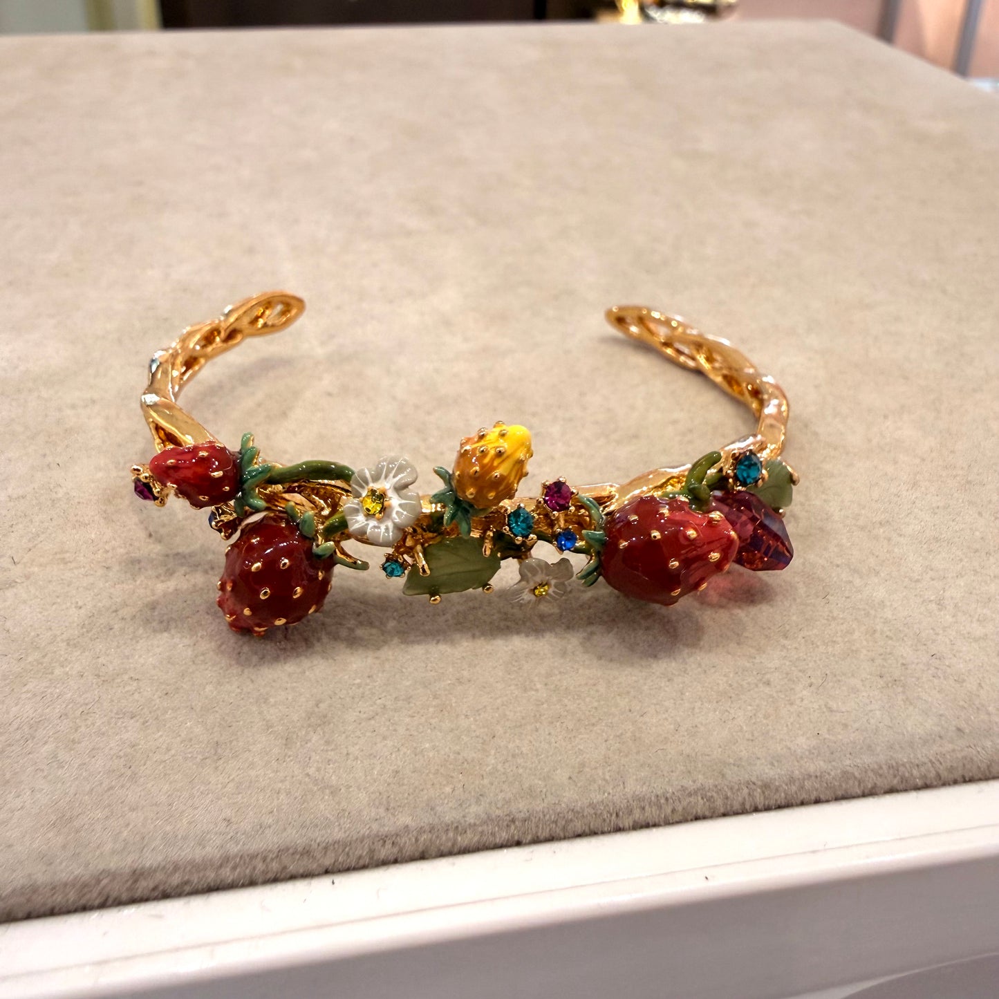 Wild Strawberry & Gemstone Bangle