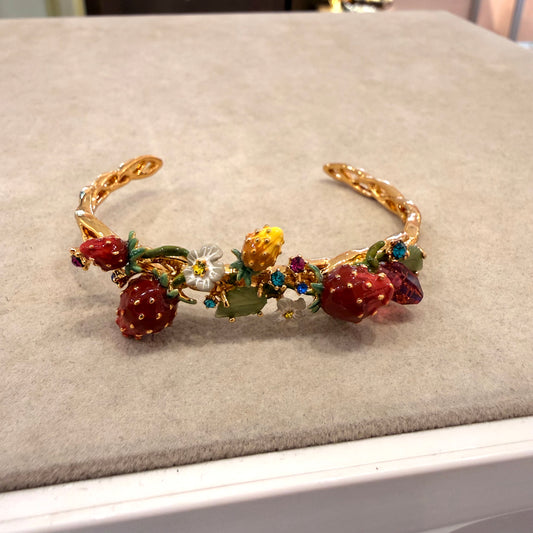 Wild Strawberry & Gemstone Bangle
