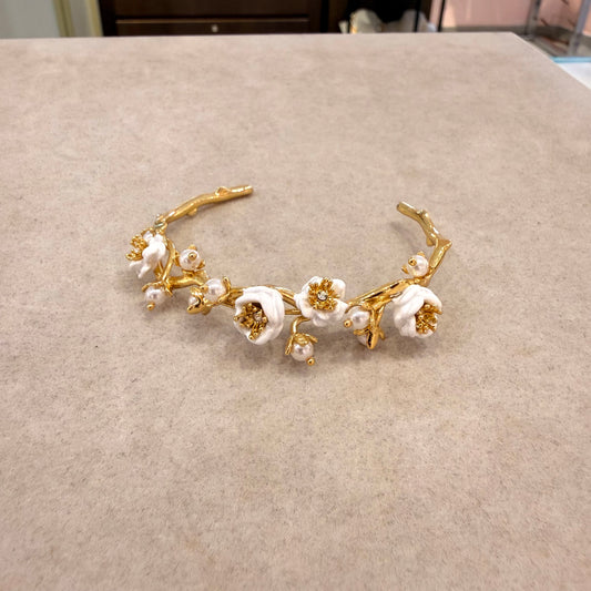 White Plum & Pearl Branch Bangle