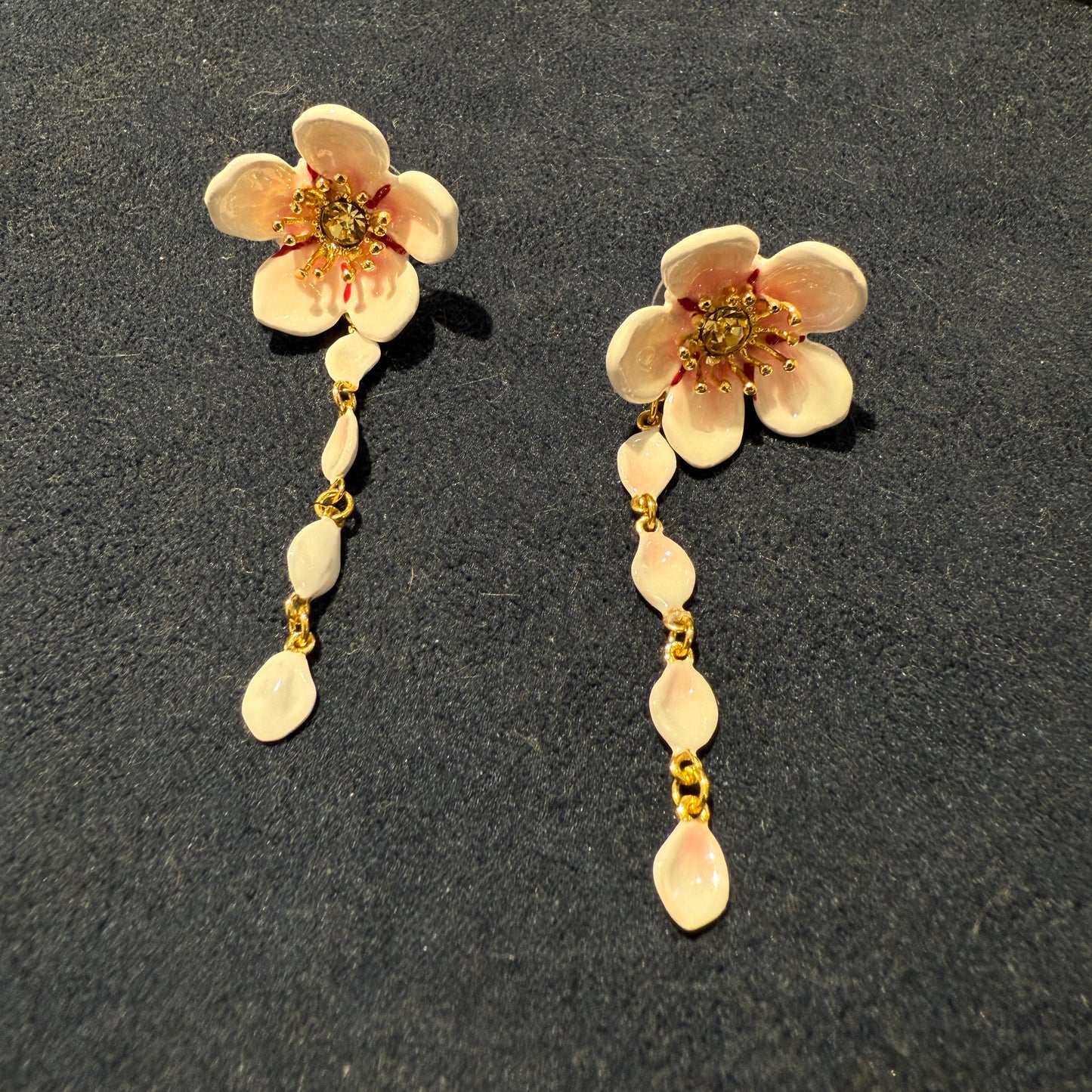 Long flower earrings Cloisonné