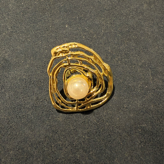 Round pearl ring Cloisonné