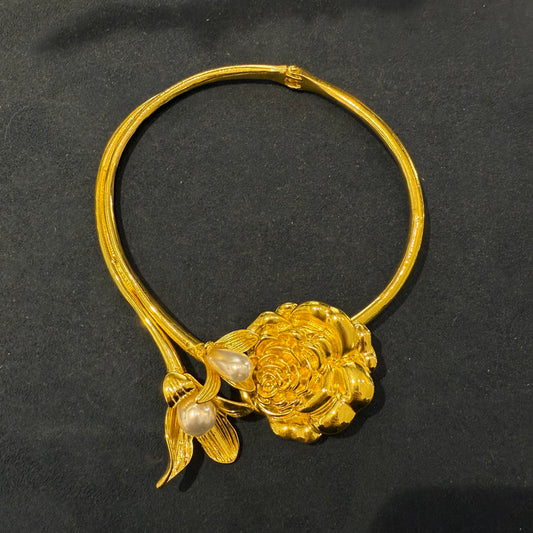 3D rose collar necklace Cloisonné