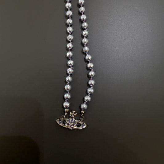 Vivienne Westwood purple pearl necklace