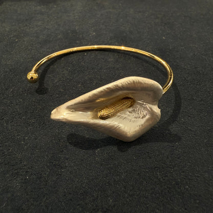 Calla lily flower bangle Cloisonné