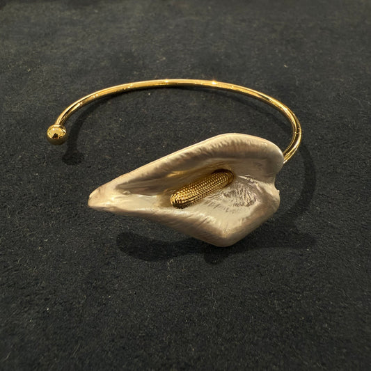 Calla lily flower bangle Cloisonné