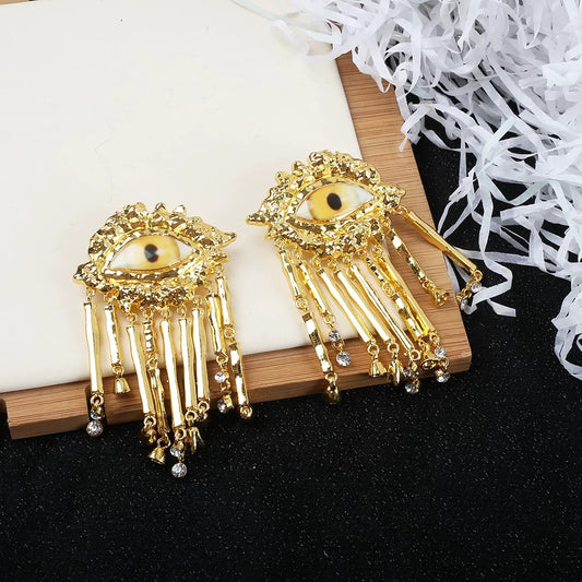 Eye Tassel Earrings Cloisonné
