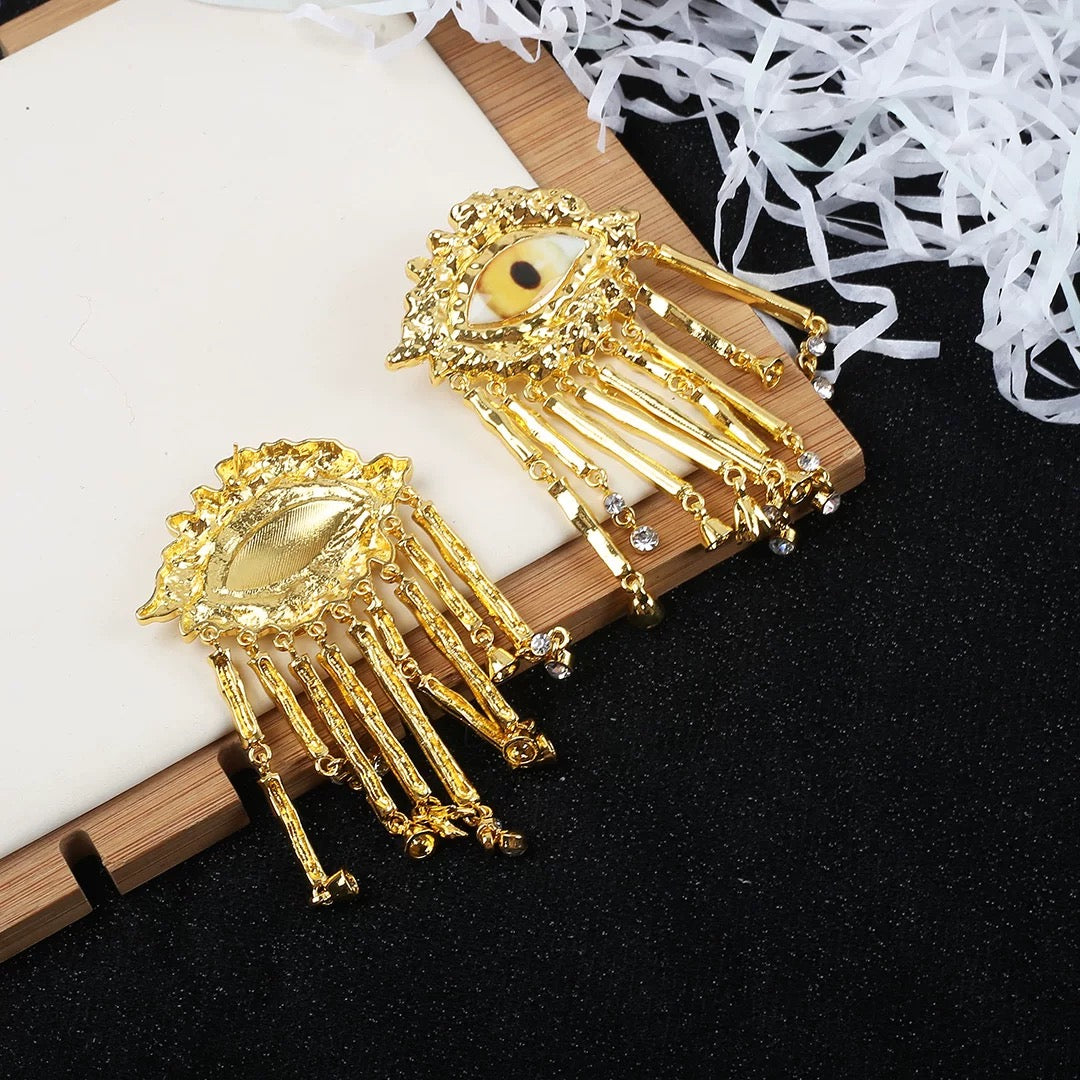 Eye Tassel Earrings Cloisonné