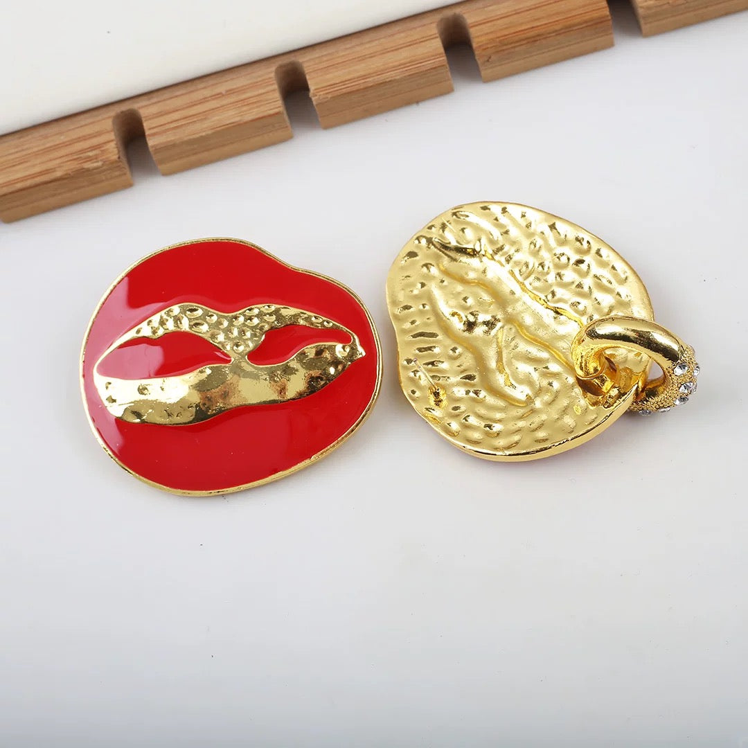Flame-Red Lips Earrings