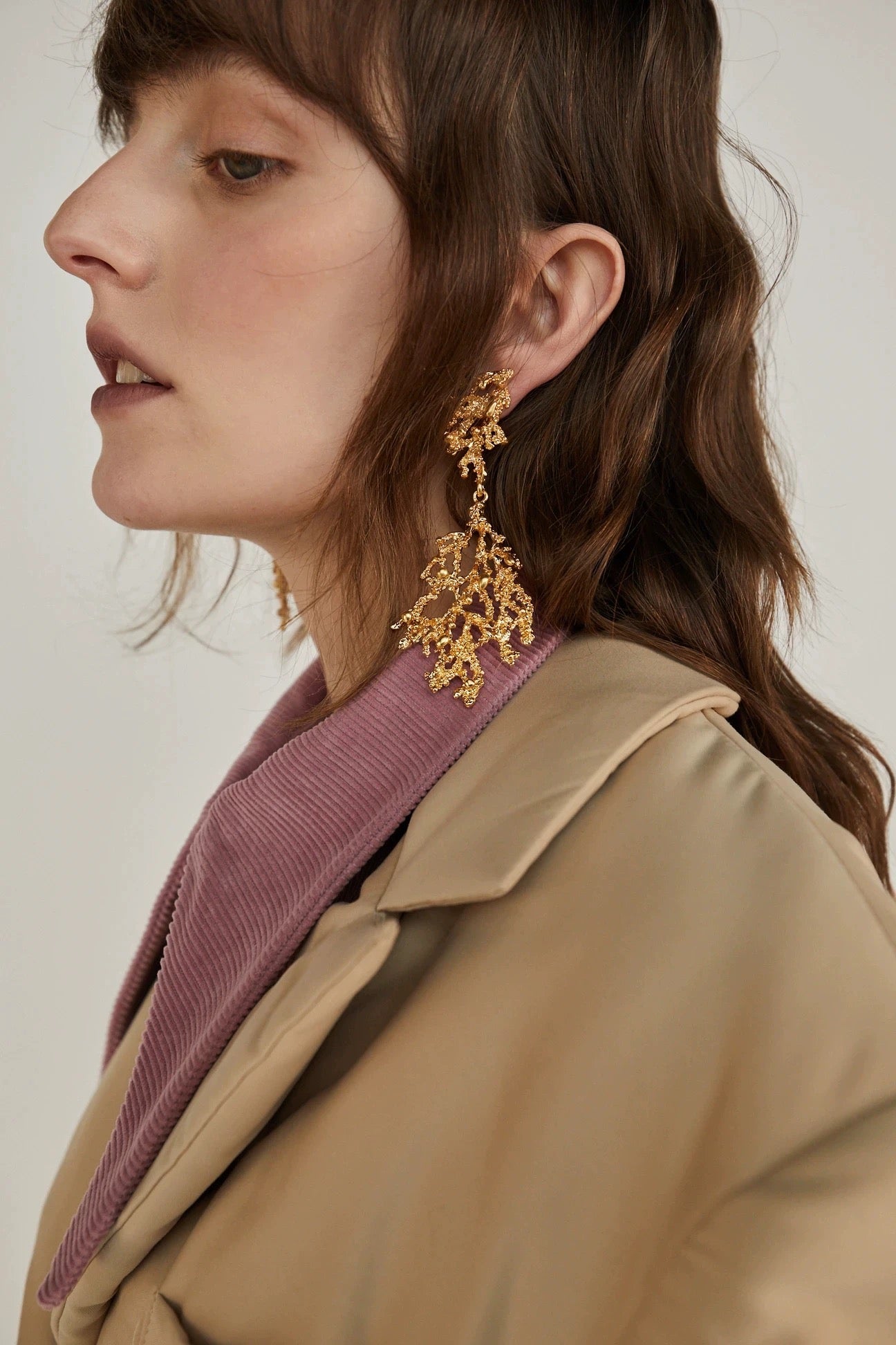 Golden Leaf Earrings Cloisonné