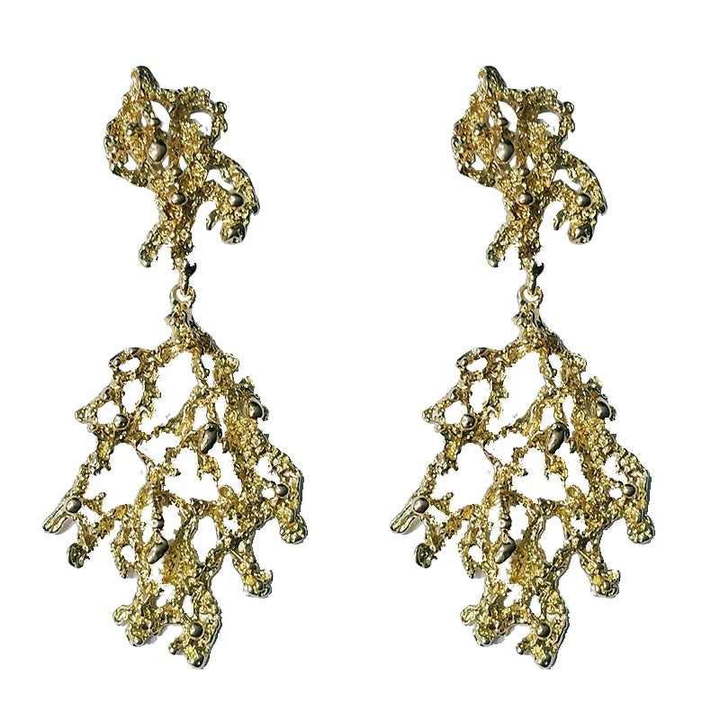 Golden Leaf Earrings Cloisonné