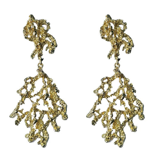 Golden Leaf Earrings Cloisonné