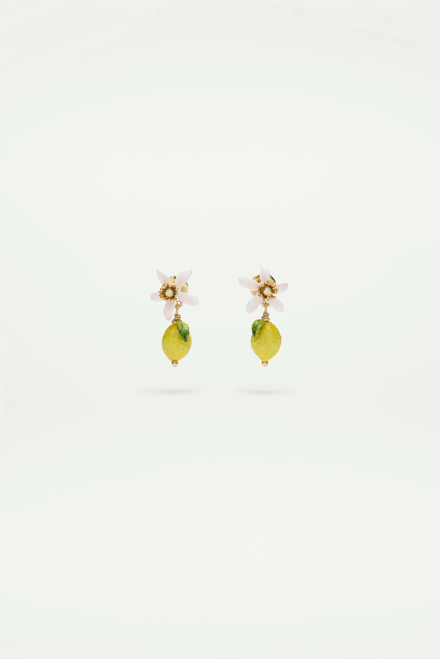Lemon and White Flower Clip-on Earrings Les Néréides