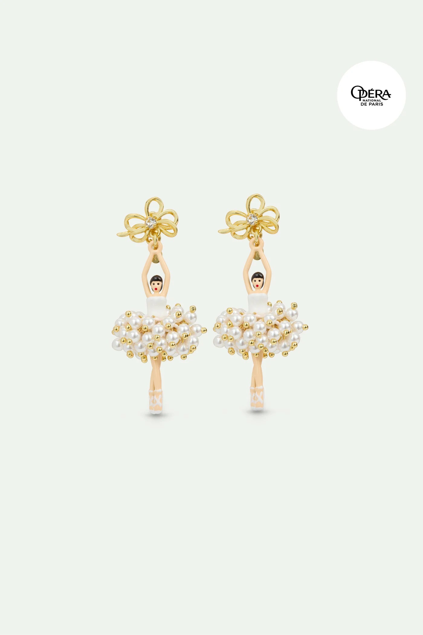 White and gold ballerina earrings Les Néreidés