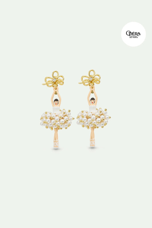 White and gold ballerina earrings Les Néreidés