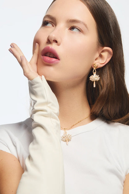 White and gold ballerina earrings Les Néreidés